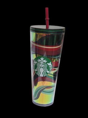 Starbucks 24oz Deep Colors Iridescent Wave Tumbler with Matching Straw